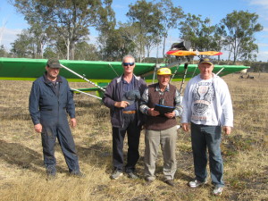 Board Member Tony King with our oldest pilot Glen Noble, Andre Maertens and a pilot who flew in with his Drifter