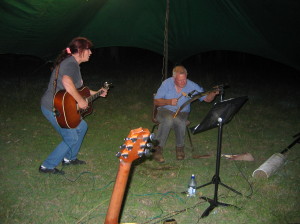 Ralph with his singing saw and Scotchy Pocket Songbird Saturday night at the BP fly in
