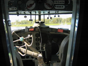 Looking out of the Mallard cockpit