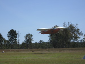 Peter Young flying out of Angelfield after spending a cool Friday night camping